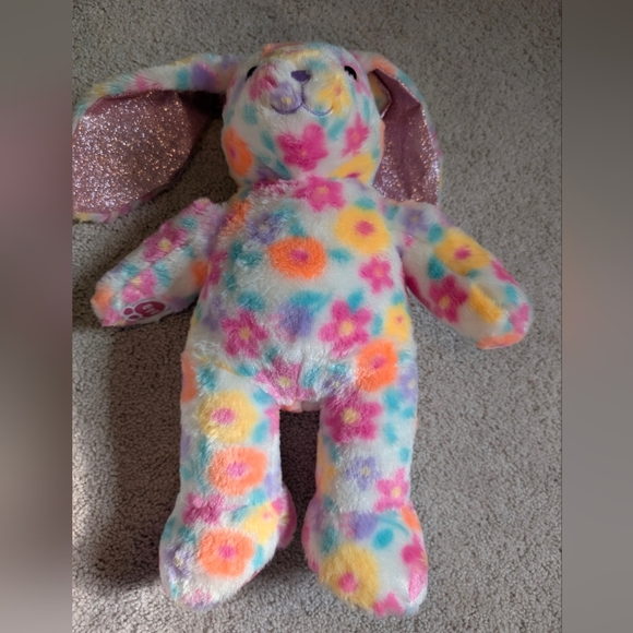 Build A Bear Floral Bunny Plush Flowers Sparkly Ears & Feet Frozen Let It Go - Picture 5 of 10